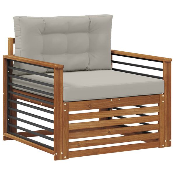 vidaXL Комплект дивани за открито Солидно акациево дърво и полиестер