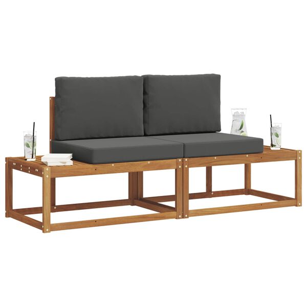 vidaXL Комплект дивани за открито с възглавница 2 pcs Естествен