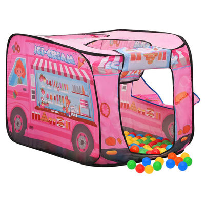vidaXL Детска палатка за игра с 250 топки розово 70x112x70 см