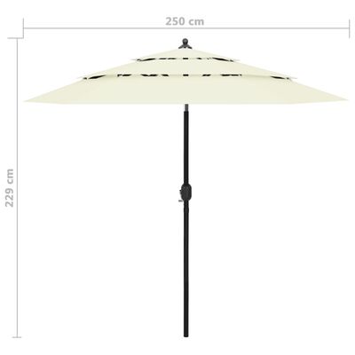 vidaXL Градински чадър на 3 нива с алуминиев прът, пясъчен, 2,5 м