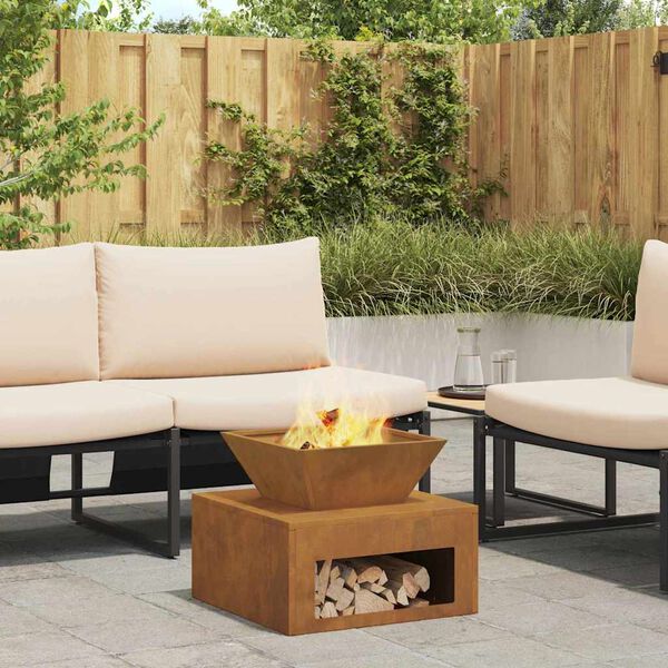 vidaXL Огнище Ръждясало 50 x 50 x 40 cm Патинираща стомана