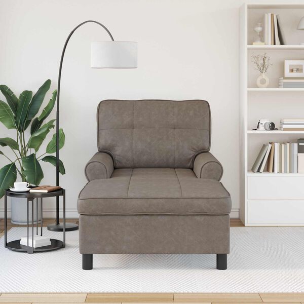 vidaXL Шезлонг Лаунж с възглавница Сив 91 x 157 x 91 см Изкуствена