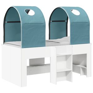 vidaXL Легло с тунел 4 pcs Бяло и светлосиньо Инженерна дървесина
