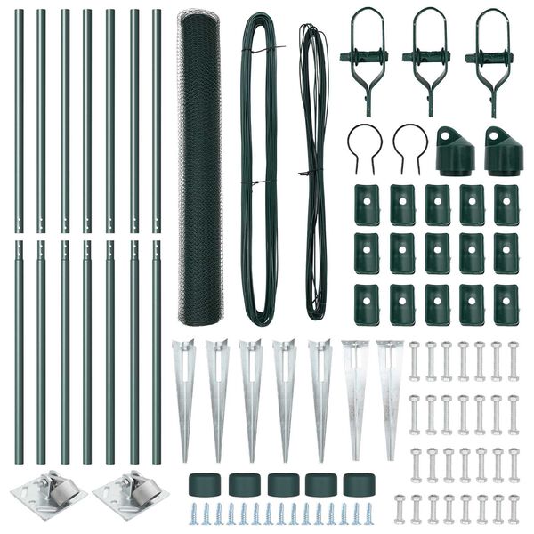 vidaXL Стълб за ограда. Зелен 10 x 1,2 м (25 мм мрежа) Стомана и PVC