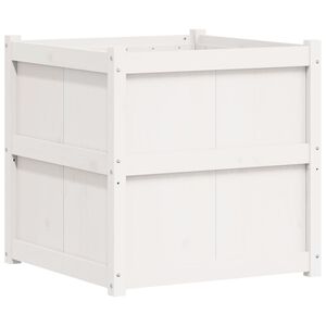 vidaXL Градински сандък, бял, 70x70x70 см, борово дърво масив