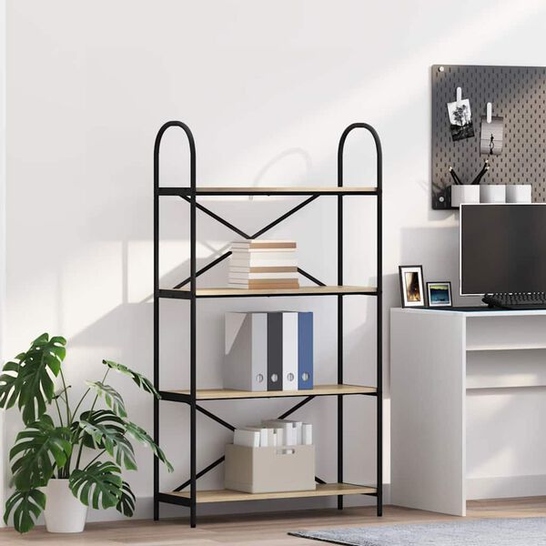 vidaXL Рафт за книги Сонома дъб 80 x 30 x 146 см Инженерно дърво