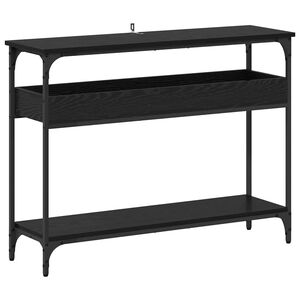 vidaXL Конзолна маса с рафт Черен дъб 100 x 29 x 75 см Инженерно дърво