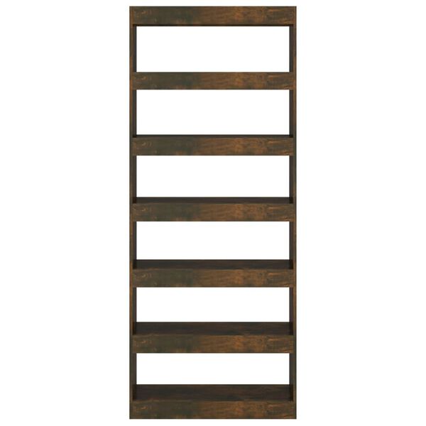 vidaXL Библиотека/разделител опушен дъб 80x30x198 см инженерно дърво