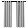 vidaXL Затъмняващи завеси имитация лен с отвори 2 бр сиви 140x175 см