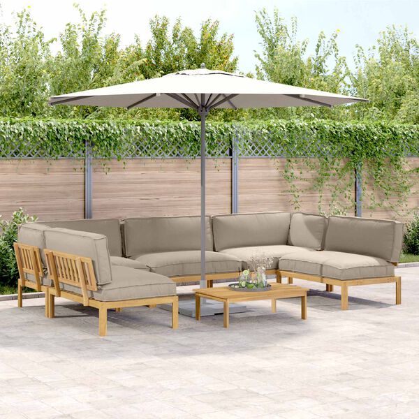 vidaXL Комплект дивани Едноцветен 6 pcs Таупе Солидно акациево дърво