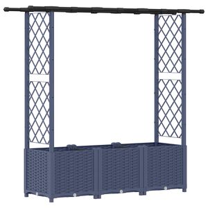 vidaXL Повдигнато легло с решетка и покривка Сиво 162,5 x 40 x 136 см