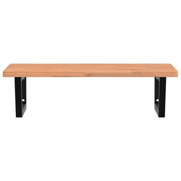 vidaXL Стенен рафт за мивка, стомана и масивно дърво бук