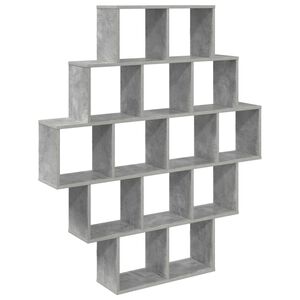vidaXL Стенен рафт Бетонно сиво 120 x 20 x 136 см Инженерна дървесина