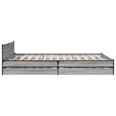 vidaXL Рамка за легло с чекмедже сив сонома 120x200 см инженерно дърво