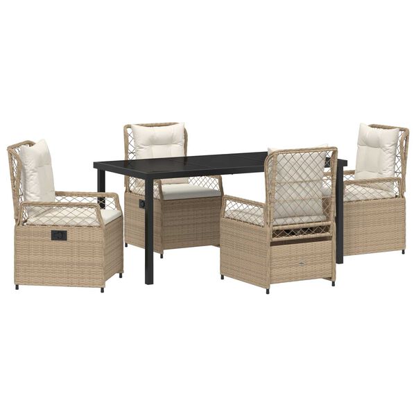 vidaXL Комплект за хранене в градината 5 pcs Бежов и кремаво бял