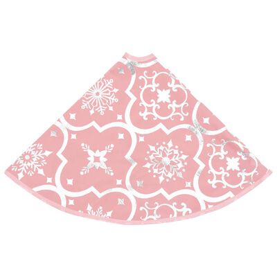 vidaXL Луксозна пола за коледна елха с чорапче, розова, 150 см, плат
