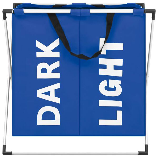 vidaXL Кош за сортиране на пране с 2 секции, син