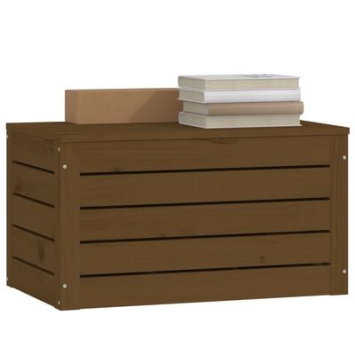 vidaXL Кутия за съхранение, меденокафява, 59,5x36,5x33 см, бор масив