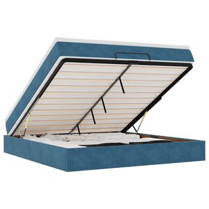 vidaXL Османска легло с матрак, тъмносиньо, 160x200 см, кадифе