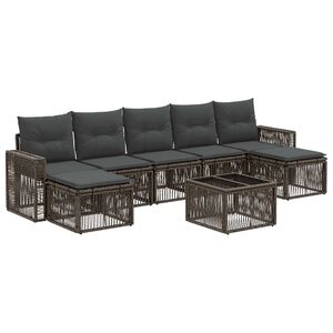 vidaXL Градински Софа Комплект 8 pcs Сив и тъмен сив полиратан