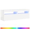 vidaXL ТВ шкаф с LED осветление, бял гланц, 120x35x40 см