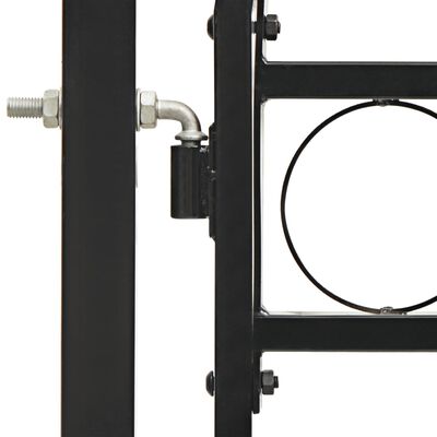 vidaXL Оградна порта с две врати арковидна стомана 300x150 см черна