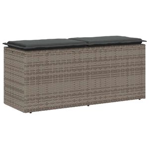 vidaXL Градинска пейка с възглавница сива 110x40x44 cm Поли ратан