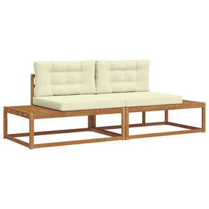 vidaXL Комплект дивани за открито 2 Брой Натурален и Крема