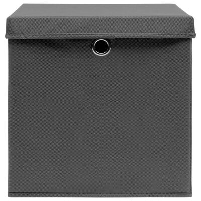 vidaXL Кутии за съхранение с капаци 4 бр 28x28x28 см сиви