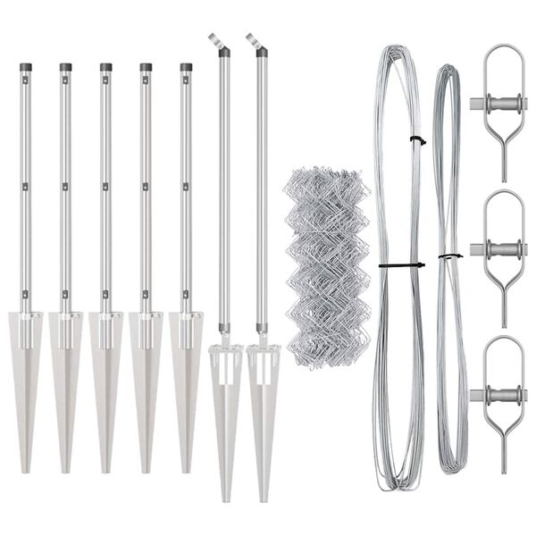 vidaXL Стълб за ограда. Сребрист 10 x 0,6 м (мрежа 40 x 40 мм) Стомана