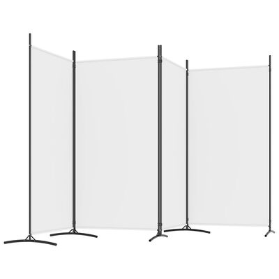 vidaXL Параван за стая, бял, 4 панела, 346x180 см, плат