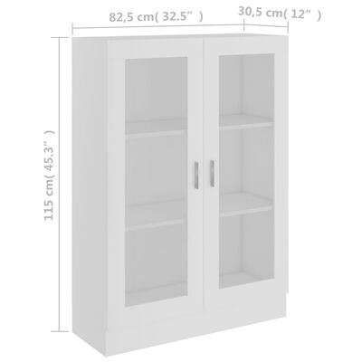 vidaXL Шкаф витрина, бял, 82,5x30,5x115 см, ПДЧ