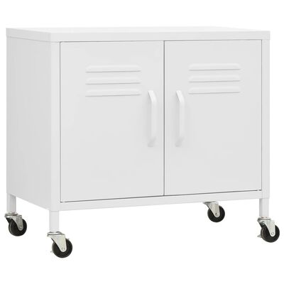 vidaXL Шкаф за съхранение, бял, 60x35x56 см, стомана