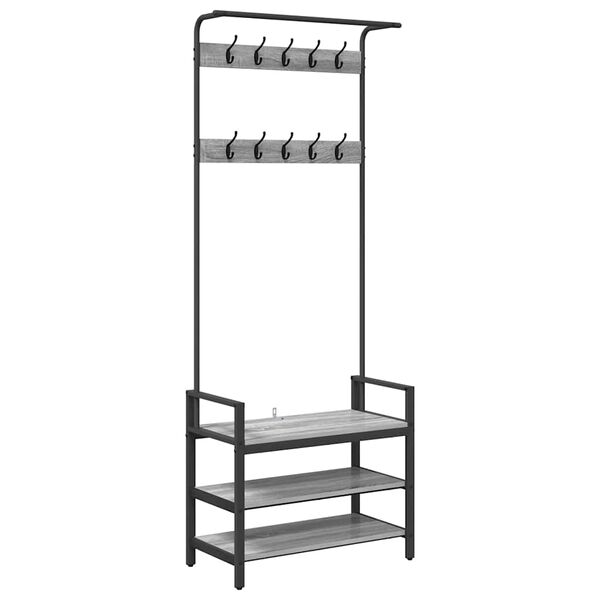 vidaXL Закачалка за палта Сив Сонома 75 x 34 x 184 см Инженерно дърво