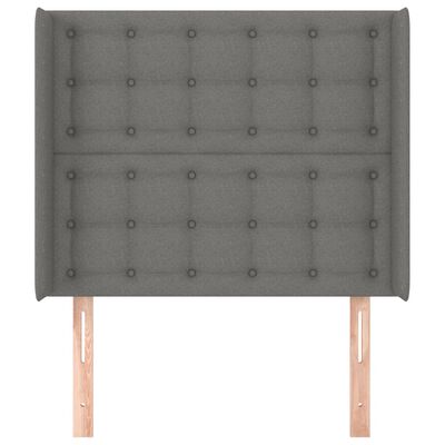 vidaXL Горна табла за легло с уши, тъмносива, 83x16x118/128 см, плат