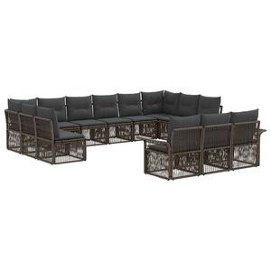 vidaXL Градински Софа Комплект 13 pcs Сиво полиратан