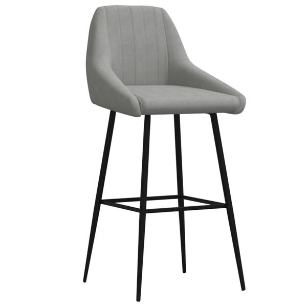 vidaXL Бар табуретка, светлосива, кадифе