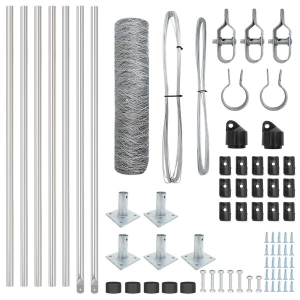 vidaXL Стълб за ограда. Сребрист 10 x 0,4 м (50 мм мрежа) Стомана