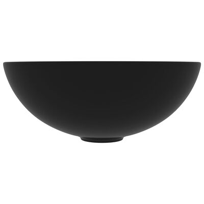 vidaXL Керамична мивка за баня, матово черна, кръгла