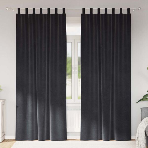 vidaXL Затъмняващи завеси 2 pcs Тъмен сив 140 x 245 cm Кадифе