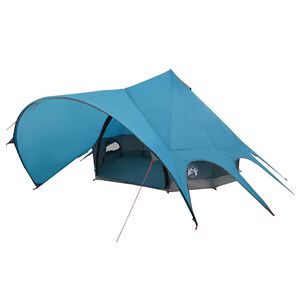 vidaXL Тент тип Teepee за 5 души 5-местен Синьо и сиво