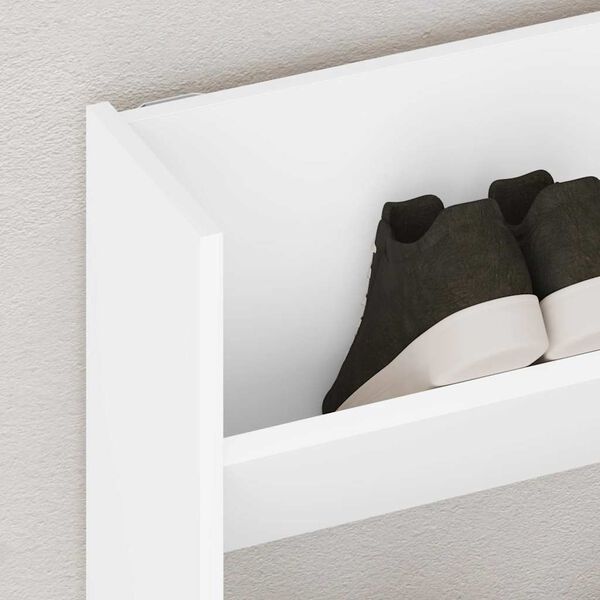 vidaXL Стенен шкаф за обувки, бял, 80x18x90 см, инженерно дърво