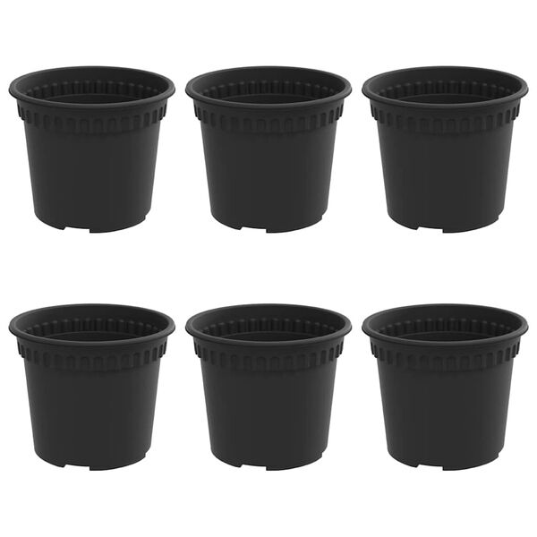 vidaXL Кръгла саксия за цветя 6 pcs Черно &Oslash; 12,5 x 10 см Пластмаса