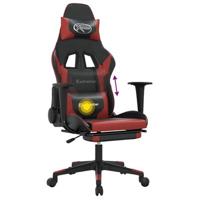 vidaXL Масажен гейминг стол с подложка черно/червено изкуствена кожа