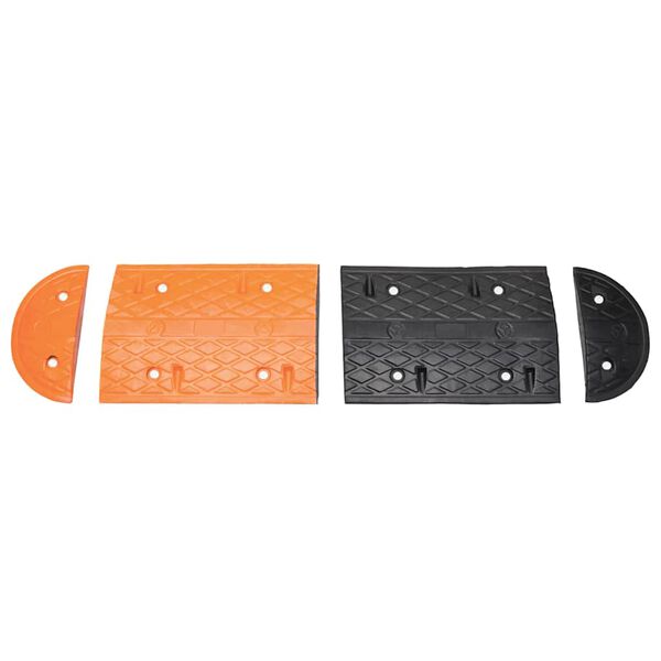 vidaXL Ограничител на скоростта, жълто и черно, 129x32,5x4 см, каучук