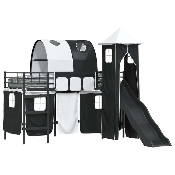 vidaXL Легло на двуетажно легло за деца Черно 99,5 x 190 см Метал