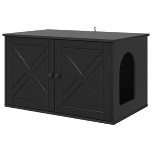 vidaXL Къща за котки Черно 85 x 55 x 50,5 см Инженерна дървесина