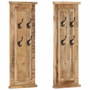 vidaXL Закачалки за дрехи, 2 бр, мангово дърво масив, 38x100 см