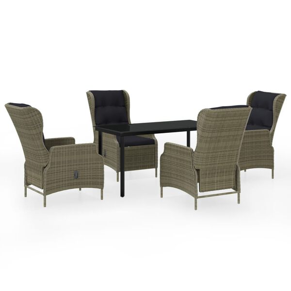 vidaXL Градински трапезен комплект, 5 части, кафяв