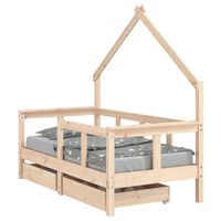 vidaXL Рамка за детско легло с чекмеджета, 70x140 см, бор масив